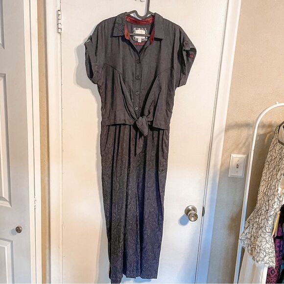 Anthropologie Ett Twa James Tie Waist Jumpsuit Navy 8 - Picture 6 of 10